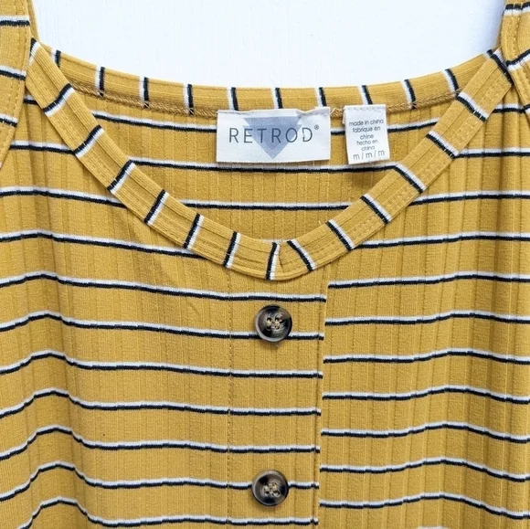 Retro D ribbed spaghetti straps dress size M - Picture 7 of 9